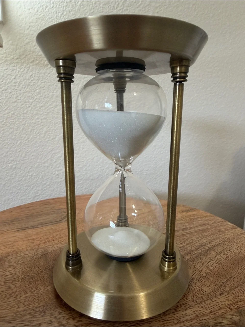 Brass Finish Hourglass Sand Timer with White Sand